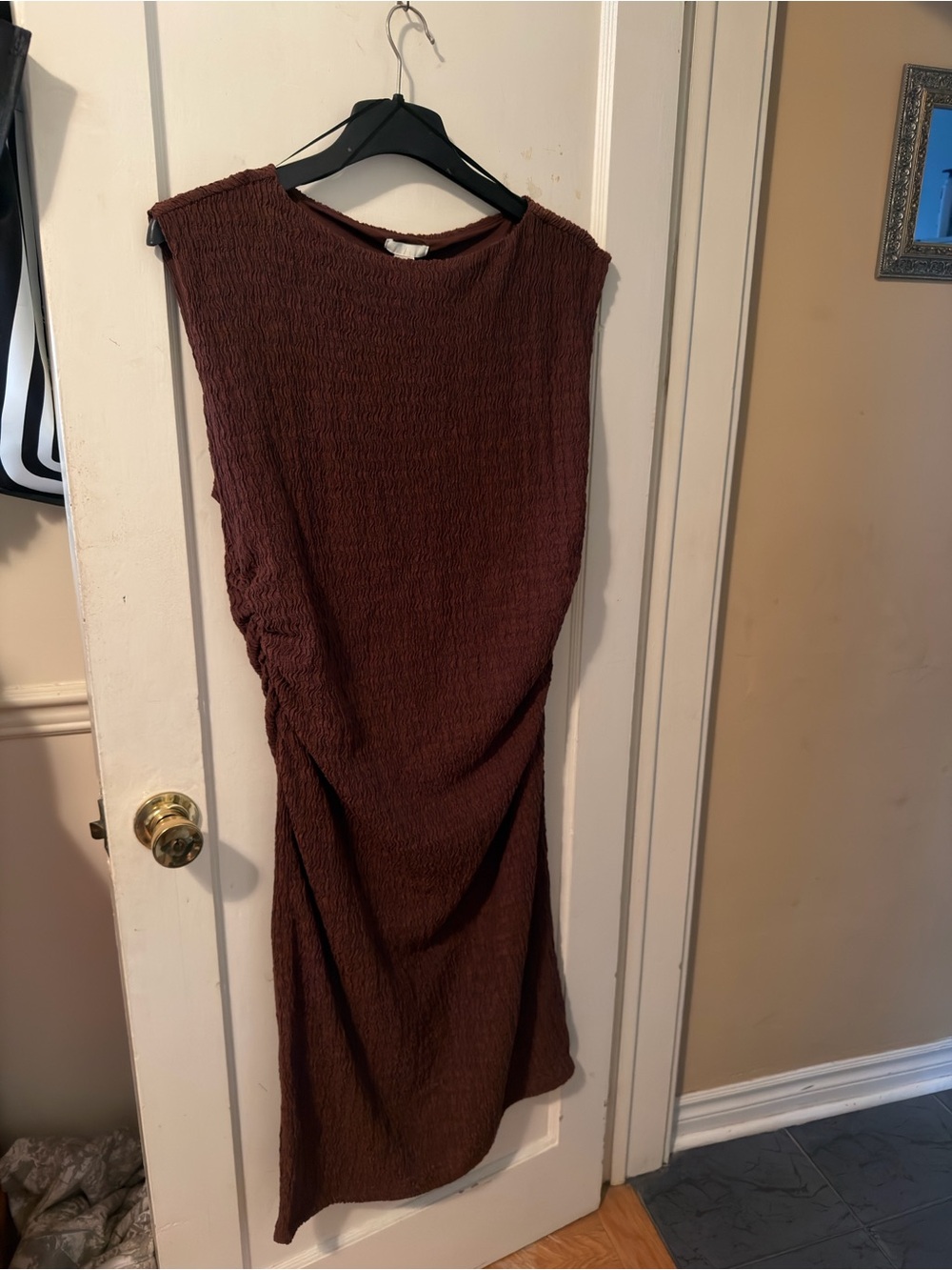 H&M Sleeveless Midi Dress in Chocolate Brown